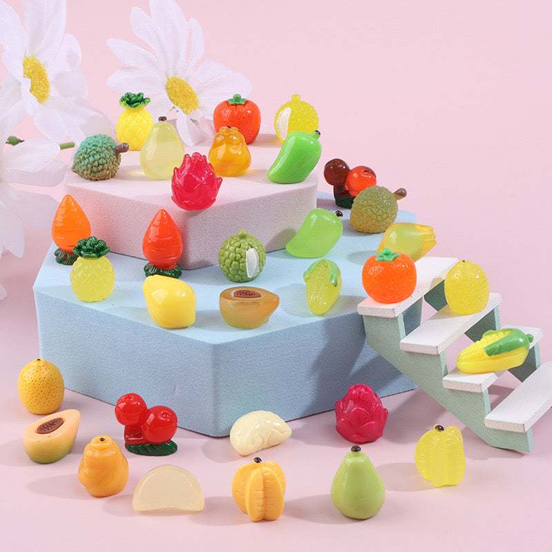 Resin Cute Fruits for DIY Decoration 30 Blind Bags for Matching Game by Yourself