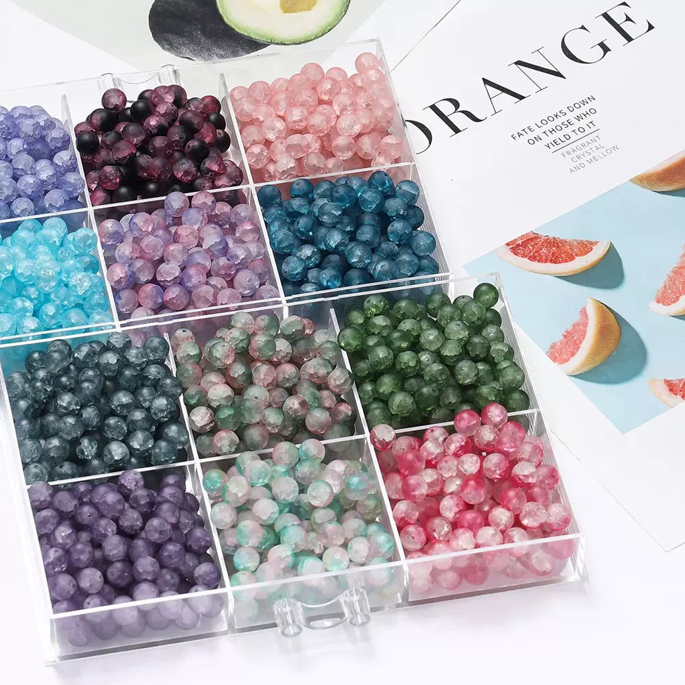 Glass Beads 10mm + Resin Glow Fruits for DIY Bracelets Blind Bag Game in Livestream