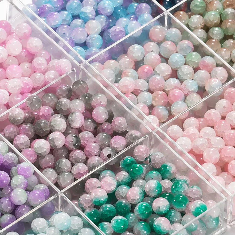 Glass Beads 10mm + Resin Glow Fruits for DIY Bracelets Blind Bag Game in Livestream