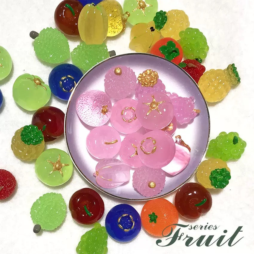 Glass Beads 10mm + Resin Glow Fruits for DIY Bracelets Blind Bag Game in Livestream
